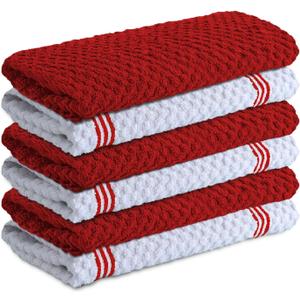 Infinitee Xclusives 100% Cotton Kitchen Towels - 15x25 Inch Ultra Soft Tea Towels, Super Absorbent Terry Dish Towel for Kitchen Linens |Passionate Red|