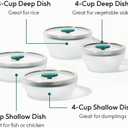 Anyday 8-Pc Microwave Cookware & Glass Food Storage Set with Glass Lids | Plastic-Free Containers | Stackable Airtight Steamer with Vented Lid for Microwave-Safe Reheating & Steaming Vegetables, Rice, 8-Piece