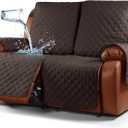 Ruaozz Waterproof Recliner Sofa Cover 1-Piece Couch Covers for Reclining Couches Reclining Sofa Cover Washable Furniture Protector with Elastic Straps Pocket for Kids, Pets (Chocolate, 2 Seater)