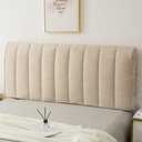 ZZYK Stretch Bed Headboard Slipcover King,Beige Thick Washable Linen Dustproof Bed Head Protector Cover Bedroom Decor Suitable All Headboards,Beige,78.7"/200cm(King)