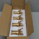 Candlestick Holders Vintage Reindeer Candle Holders, Brass Gold Deers Candle Stick Holders Set of 4 for Table Centerpiece, Mantel & Dining Table Wedding Decor, Festive Christmas Home Decoration