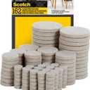 Scotch Felt Pads 162 PCS Beige, Felt Furniture Pads for Protecting Hardwood Floors, Round, Assorted Sizes Value Pack, Self-Stick design, Protecting from nicks, dents and scratches (SP845-NA)