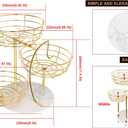 Livabber Fruit Basket Bowl with Banana Hanger, Metal Fruit Vegetable Storage Basket with Banana Holder for Kitchen Counter, Detachable Organizer for Bread Snack Produce (Gold, 3-Tier Marble Base)