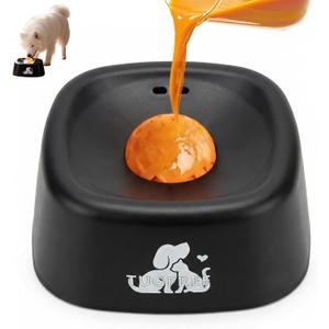 TUGFREE Slow Feeder Dog Bowls, Lick Sphere Puzzle Feeder for Liquid Treats, Non-Spill Puppy Lick Bowl for Bone Broth & Yogurt, Interactive Slow Eating Toy for Anxiety Relief, Boredom and Post-Op Care (black)