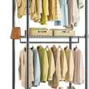 Simple Deluxe Rolling Clothes Rack, Heavy Duty Clothing Rack, 3-Shelf Portable Adjustable Wardrobe Closet with Wheels, Hanging Rods & Side Hooks, 29.5" W x 15.7" D x 75.6" H, Black