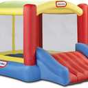 Little Tikes Jump 'n Slide Bouncer with Arched Canopy Overhead Cover, Plus Heavy Duty Blower, Stakes, Repair Patches, and Storage Bag |3-Kid Capacity, Ages 3-8 Years (144.00 L x 108.00 W x 72.00 H Inches, Multi-color)