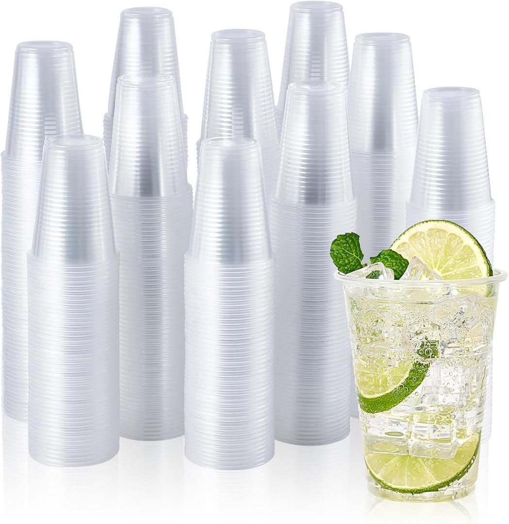 Vplus 2000 Pack 9 OZ Clear Plastic Cups, 9 Ounce Disposable Cold Water Party Drinking Cups for Wedding Thanksgiving Christmas Party, 2000 Count