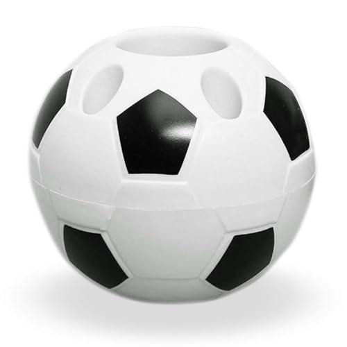 Aoerway 2 Packs Pen Rack Holder Soccer Shape Desktop Ornament for New School Season or Birthday Stylish Pencil Holder (Black-white)