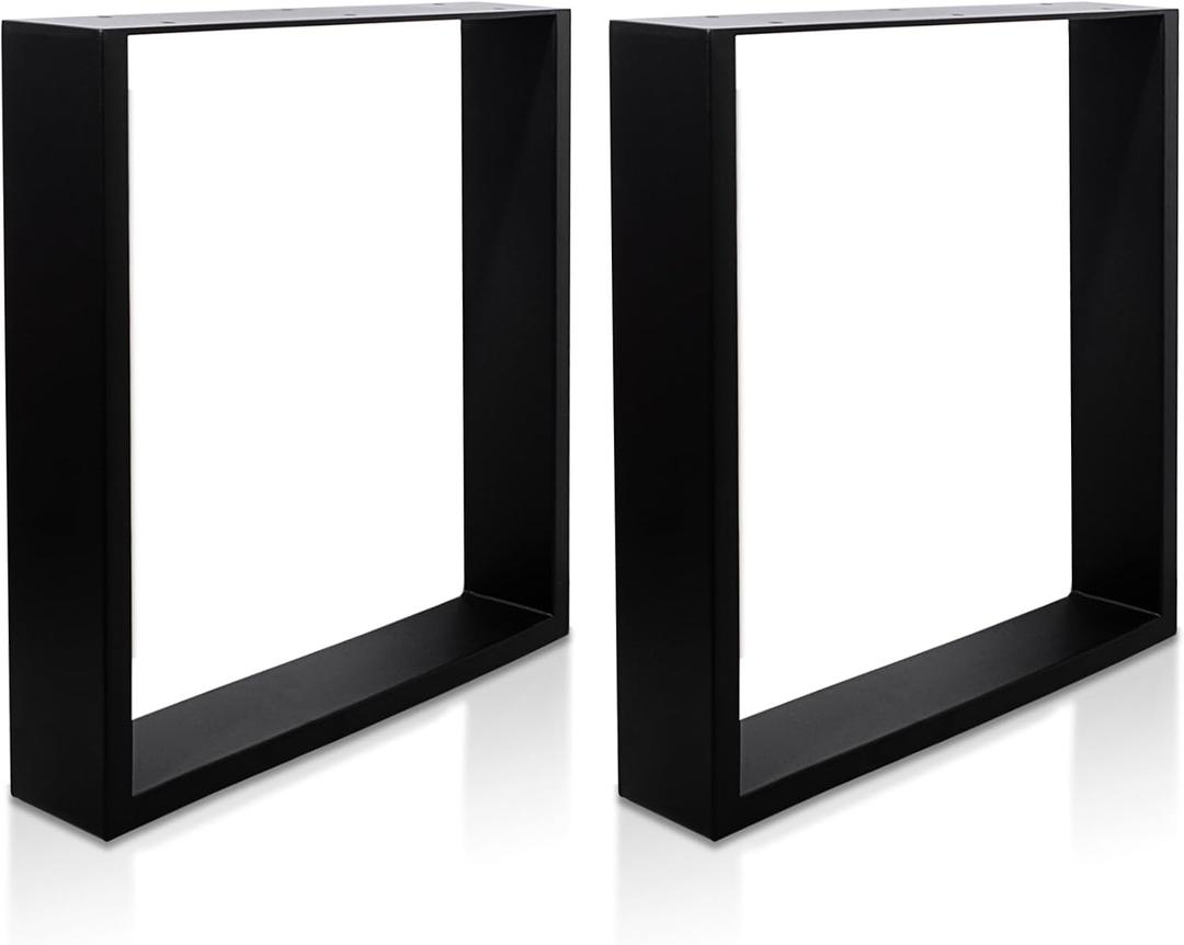 16 Inch Bench Legs Industrial Metal Table Legs Square Coffee Table Legs Desk Legs DIY Furniture Legs, Set of 2, Black
