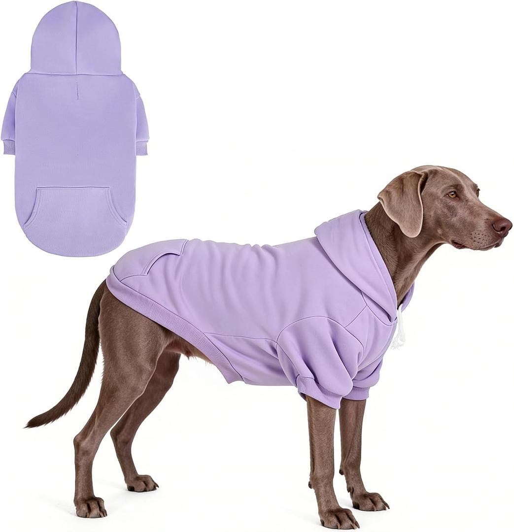 KOOLTAIL Basic Dog Hoodie - Soft & Warm Dog Hoodie Sweater with Leash Hole and Pocket, Pet Winter Coat, Cold Weather Clothes Sweatshirt for Small Medium Large Dogs Puppy Cat Boys Girls Lavender L (Large (Pack of 1))