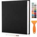 Large Photo Album Self Adhesive Scrapbook Album for 46 57 810 Pictures DIY Magnetic Linen Cover Album 40 Pages for Family Wedding Gifts with Metal Pen and Plastic (Black)