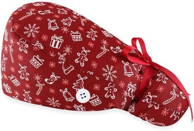 Adjustable Work Cap, Satin Lining, Forehead Sweat-Absorbing Cotton, Good Elasticity, with Buttons and Ties, Suitable for Various Occasions Multicolor