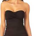 Anne Cole Women's Solid Twist Front Shirred Bandeau Tankini Swim Top (Medium)