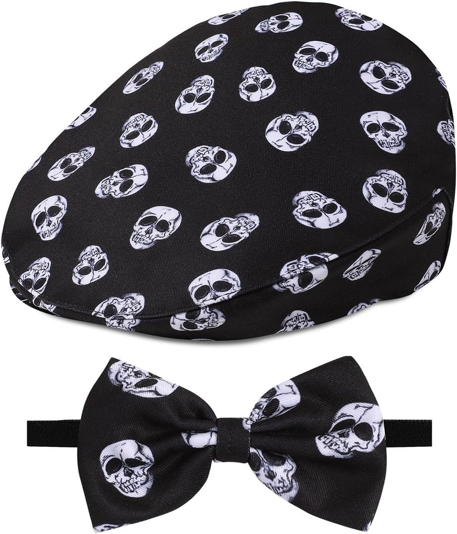 A&J DESIGN Baby Boy Driver Cap, Toddler 2pcs Newsboy Cap & Bow Tie 3 Months - 8 Years (Black)