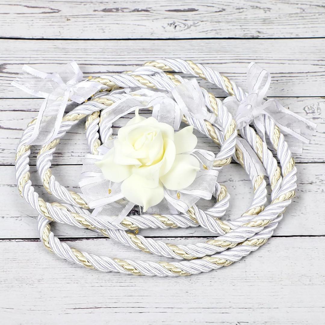 Wedding Lasso Rope Lazo para Boda White Rose Flower Lasso for Ceremony Lazo De Boda Mexico Bridal Gift