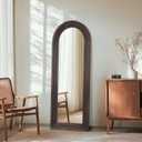 56"x21" Arched Full Length Mirror with Solid Wood Frame, Brown