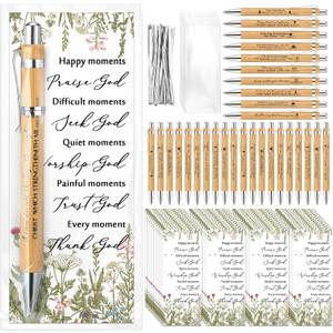 50 Set Church Christian Gifts Bulk Include Bible Verse Bamboo Pens Inspirational Bookmarks Christian Scripture Biblical VBS Religious Faith Based Sunday School Gifts for Women Men Pastor