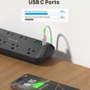 TROND 20W USB C Desk Clamp Power Strip - 1700J Surge Protector with 6 Outlets, Desktop Edge Mount Extension Cord, Fit 1.97" Tabletop, 6FT Flat Plug for Teacher Must Haves, Office, ETL List, Black