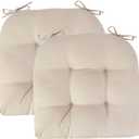 Outdoor Chair Cushions 19 x19 Inch,Water Resistant Tufted Seat Cushions 19",Reversible,Weather Resistant,Rounded Back Wicker Chair Cushion for Patio Garden Furniture(Antique Beige)