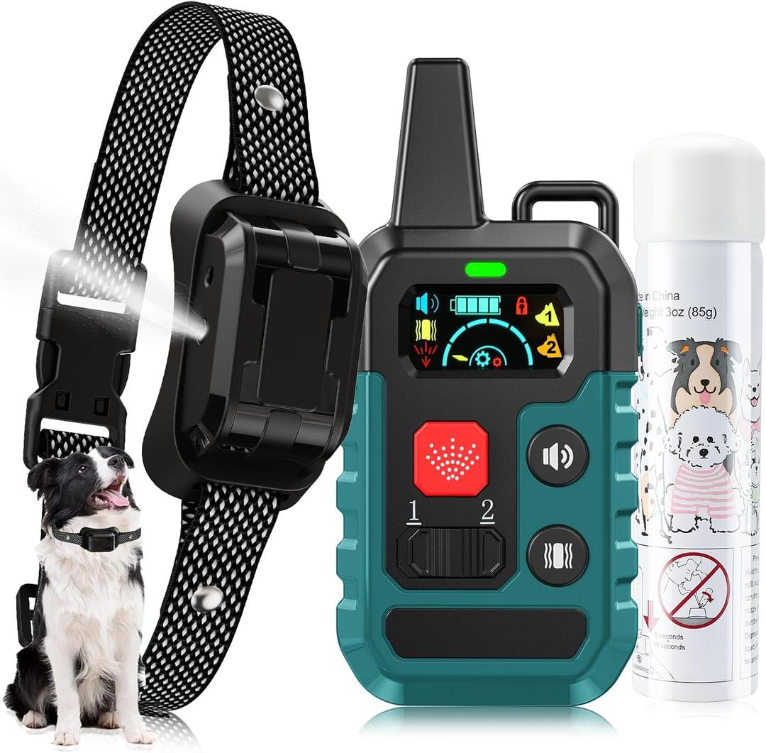 Citronella Training Collar for Dog [1* Spray Refill] Dog Training Collar with Beep/Vibration/Spray 4 Mode & 6 Adjustable Sensitivities IPX7 Waterproof Safer Citronella Bark Collar for L/M/S