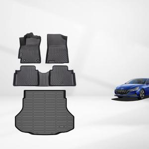 KELCSEECS Floor Mats & Cargo Liner Custom for Hyundai Elantra & Elantra N 2021-2026,All Weather Protection TPE Floor Liners Front& Rear Row Full Set Elantra Accessories Black