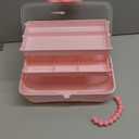 Hair Accessories Organizer for Girls Headbands, Clips, Ties Baby Girl Supplies, Lockable Three-layer Folding Craft Organizers and Storage Plastic Jewelry Box,10.8 * 5.9 * 5.7in (Pink)