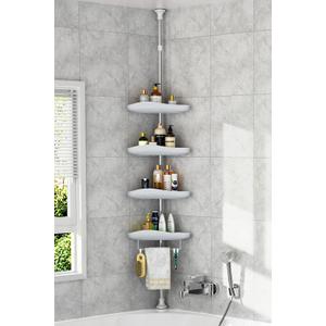 Epicano Corner Shower Caddy Tension Pole-56-115 INCH, 4-Tier Adjustable Shower Shelves with Tension Pole, Rust-Resistant Corner Shower Organizer, Adjustable Bathtub Tub Shampoo Storage, Premium Gray