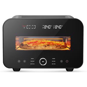 Pizza Oven Indoor, Makes 12 Inch Pizzas in 90 Seconds, 840F Countertop Electric Pizza Maker with 6 Preset Modes, Pizza Stone, Peel & Touchscreen Controls - Stainless Steel
