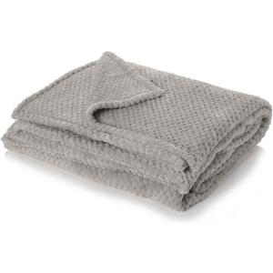 Waffle Textured Throw Blanket Beautiful Super Soft Cute Warm Lightweight All Seasons Fleece Throw Over for Sofa Bed Chair Camping All Seasons - 50" x 60" - Silver Grey