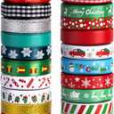 20 Rolls 100 Yards Christmas Ribbon for Gift Wrapping, 3/8 Inch Wide Grosgrain Ribbon, Thin Christmas Ribbon for Holiday Christmas Tree DIY Crafts
