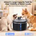 Cat Water Fountain Cordless, 108oz/3L Pet Fountains for Cats Indoor with Stainless Steel Tray, Battery Operated Cat Drinking Fountain with Motion Sensor, Ultra Quiet Pump with 2 Filters (Black)