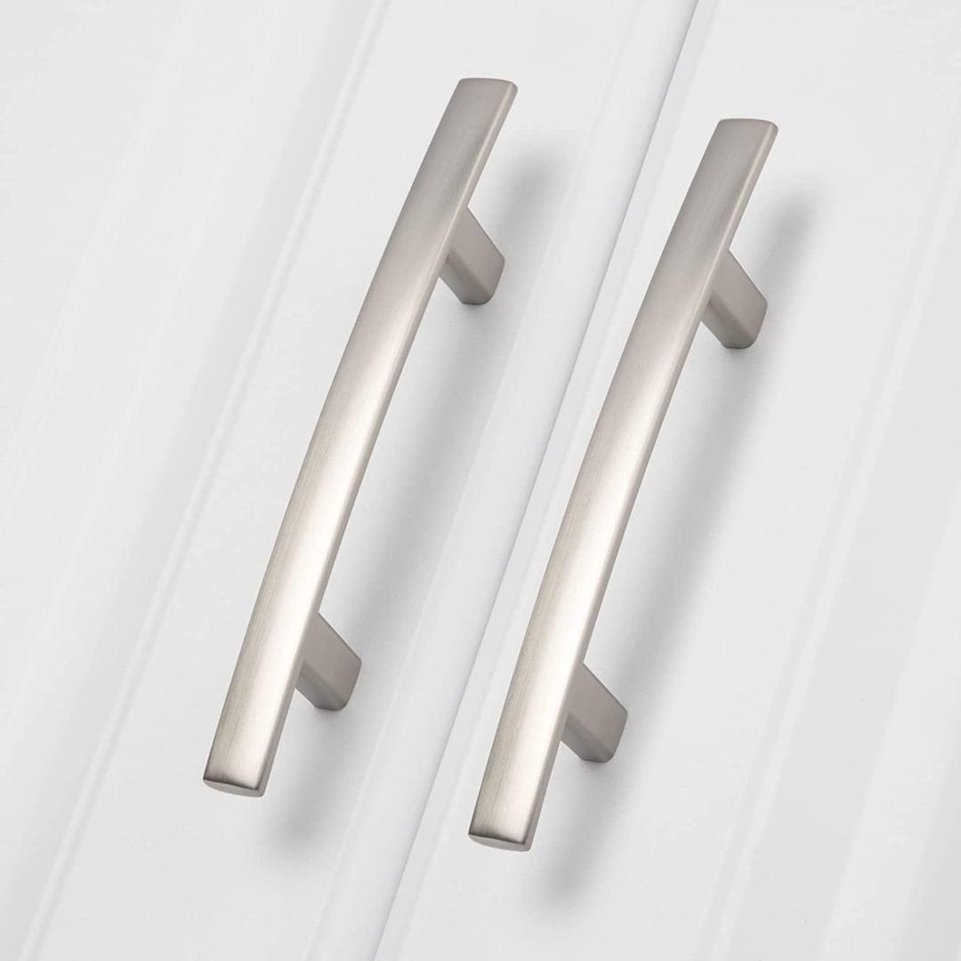 homdiy 30 Pack Solid Zinc Alloy Cabinet Handles, 3 Inch Hole Center Cabinet Pulls, Brushed Nickel Arch Drawer Pulls Modern Hardware for Kitchen Bathroom Cupboard