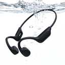 QMHL Swimming Headphones - Bone Conduction Bluetooth 6.0 Open Ear Sports Headset, IP68 Waterproof Built-in MP3 Player 32G Memory, for Running, Cycling (Black)