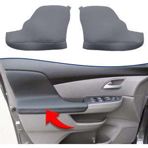 KBH Door Panel Armrest Cover Replacement for Honda Odyssey 2011-2017, Vinyl Leather, Car Door Arm Rest Replace Skin Upholstery, Anti-Scratch, 1 Pair, Dark Gray (Leather Part Only)