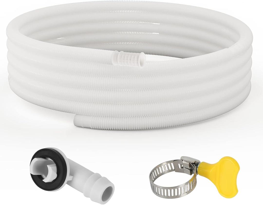 HOXHA 20 Ft Air Conditioner Drain Hose Kit Plastic Tubing for AC Condensate Flexible Drain Hose for Mini Split AC Portable AC Washer Dishwasher Faucet