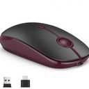 VssoPlor Type C Wireless Mouse, Dual Mode 2.4G Wireless Mouse USB C Cordless Mice with Nano USB and Type C Receiver Compatible with PC, Laptop, MacBook and All Type C Devices-Black and Wine Red