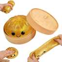 Dumpling Squishies, Glitter Dumpling, Glitter Dumplings Squishy with Box, Dumplings Sensory Squeeze Toy for Stress Relief Stretchy Desk Toys (Gold)
