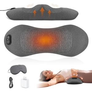 3 in 1 Electric Lumbar Support Pillow with Heat, Vibration & Traction  Adjustable Triple Fusion Back Massager for Lower Back & Sciatica Pain Relief, Deep Tissue Relaxation, Memory Foam Cushion