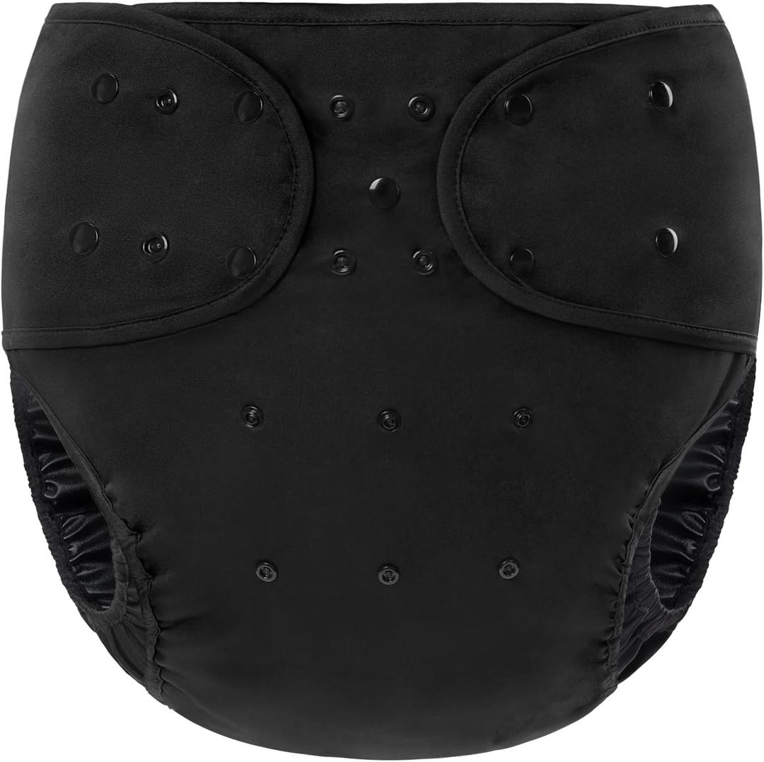Littleforbig Washable Adjustable Reusable Waterproof Primary Comfort Cloth Adult Diaper Wrap Cover One Size Black