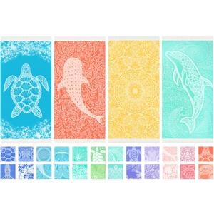 Thin Turkish Beach Towel Lightweight Soft Cotton Extra Large XL Oversized Sand Free Sandproof Absorbent Quick Dry Towels Cloud Bath Pool Travel Compact Essentials Accessories for Adult Gifts (XL(79x36 IN,200x90 CM), 4 Pack Askyblue Turtle Dolphin Go)