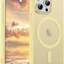 SUPFINE Magnetic for iPhone 15 Pro Max Case (Compatible with MagSafe) (Military Grade Drop Protection) Slim Translucent Matte Shockproof with Anti-Fingerprint Phone Case, Buttercream Yellow