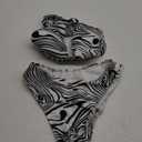 WDIRARA Women's 2 Piece Zebra Print Cut Out One Shoulder High Waist Bikini Set Swimsuit Black and White, M