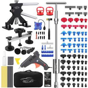 Car Dent Repair Kit - Slide Hammer, Glue Gun Dent Puller, Adjustable Bridge Puller, Suction Cup for Big and Small Auto Body Paintless Dent Removal & Metal Surface Repair, Safe for Paint