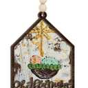 3 x Oh Holy Night Nativity Ornament 2025  Wooden Christmas Tree Decoration with Baby Jesus in Manger & Star of Bethlehem  Rustic Christian Holiday Ornament & Faith Gift