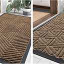 Smiry Outdoor Door Mat, Heavy Duty Natural Rubber Mat, 29.5x17 Inch, Brown, 2 Item Bundle