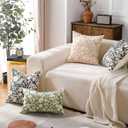 VAKADO Farmhouse Block Print Throw Pillow Covers 18X18 Set of 1 Vintage Outdoor Decorative Floral Cute Print Flower Soft Home Decor for Bedroom Sofa Chair Porch, Black