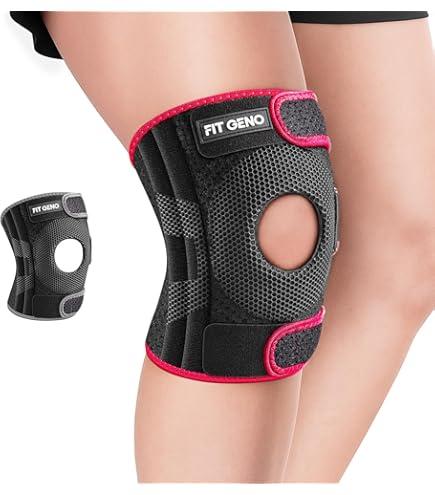 Fit Geno KneeXpert Knee Brace with Side Stabilizers & Patella Gel Pad - Adjustable Compression Support for Pain Relief, Meniscus, ACL, Arthritis, Running - M/L