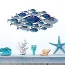 Metal Fish Wall Decor Handcrafted Fish Art Summer Metal Wall Sculpture Marine Decor for Coastal Nautical Beach or Boat Decor Collector Vacation House Blues Silver Wall Art Bedroom Bathroom Living Room