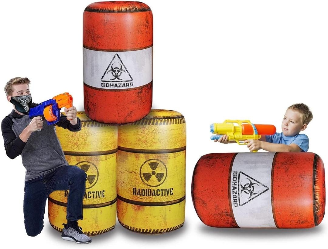 4 Pack Inflatable Battle Battlefield Barrels,Great for Party Laser Tag Gun Game Battle Obstacles by Ninostar