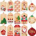 2 x Christmas Tags for Gifts, 15 Designs Kraft Paper Christmas Gift Tags with String Hanging Name Tag Labels for Christmas Gift Wrap, DIY Arts and Crafts, Christmas Party(2 x 3.5 Inch)